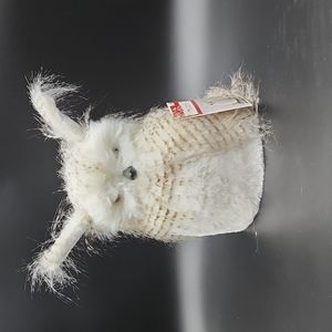 Fluffy White Snow Owl Christmas Tree Topper Holiday Decoration NWT
